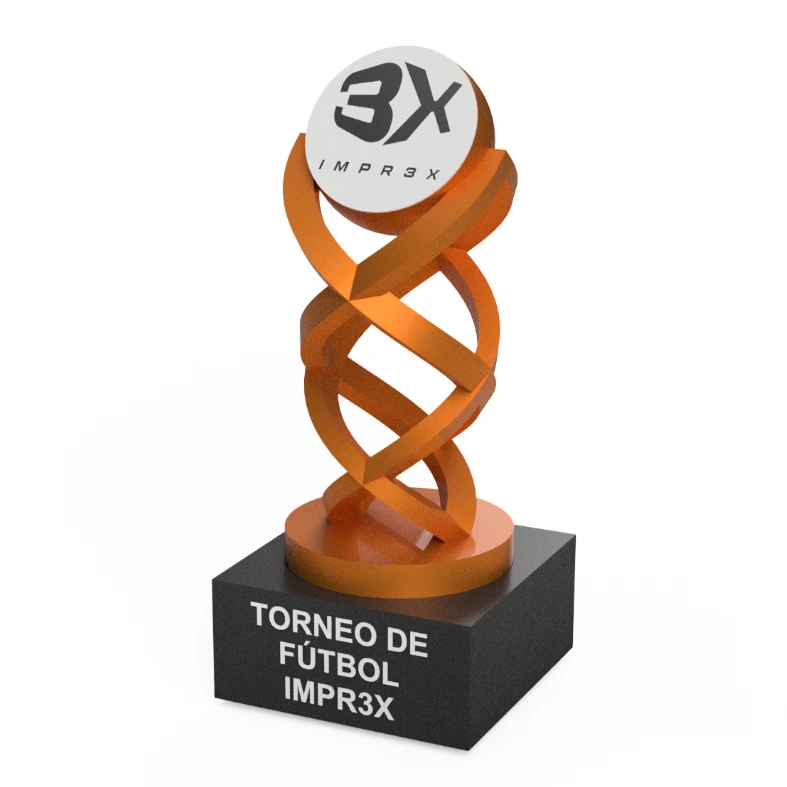 Trofeo espiral naranja fútbol